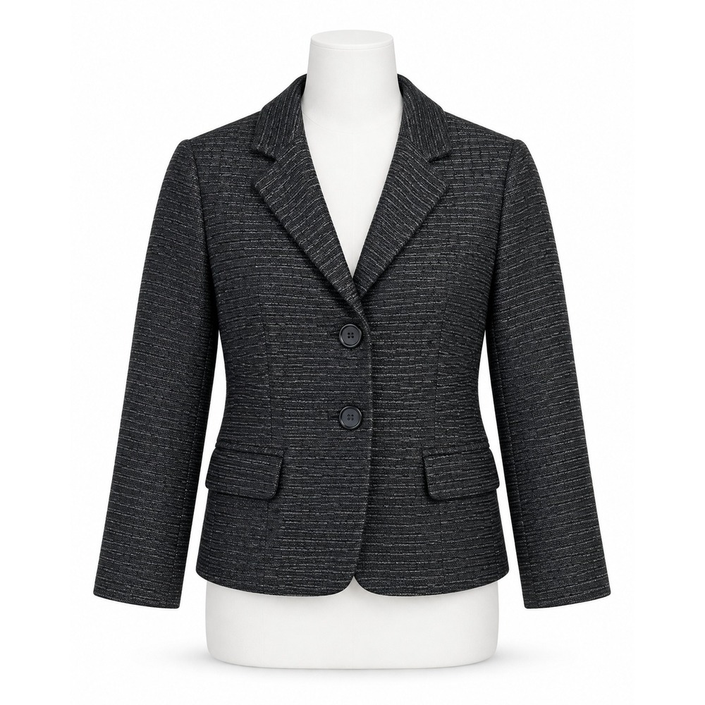 Robert Rodriguez 12 Blazer Metallic Black Silver Textured R605J01 Career Chic